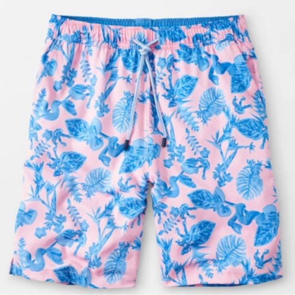 Peter Millar Other - Peter Millar Men’s Seaside Snake Garden Swim Trunk, Pink and Blue size Medium